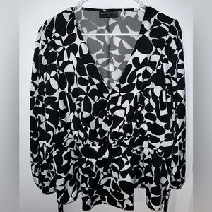 lane bryant black and white design long sleeve blouse top